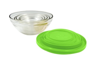 Set boluri din sticla Jocca cu capac anti-scurgere verde 5 piese - Img 2