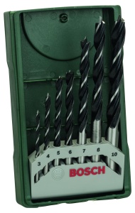 Set burghie lemn Bosch Mini-X-Line 7 piese O 3-10 mm pentru lemn moale si tare