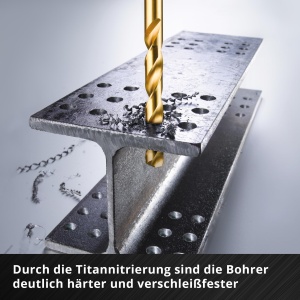 Set burghie metal Einhell 19 piese HSS-G Titan otel HSS 4341 acoperire titan varf 135deg - Img 6