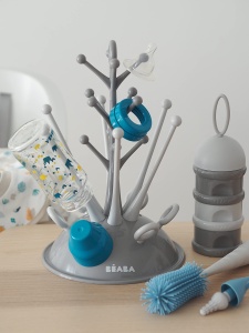 Set Cadou Bebelusi Beaba 911675, Suport Flacoane, Portioner Lapte, Perie Silikon, Gri - Img 7