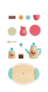 Set ceai copii Hape din lemn accesorii bucatarie design colorat - Img 3