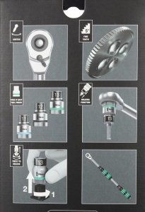 Set chei cu clichet Wera 8006 SC 1, 12, 13 piese, negru-verde - Img 5