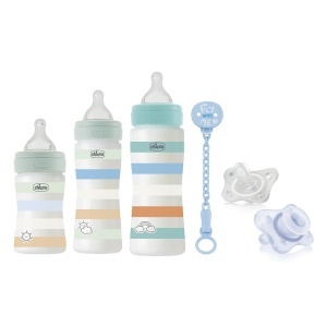 Set Chicco Well-Being Biberoane Anti-Colici si Suzeta PhysioForma 5 Piese Albastru