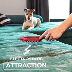 Set complet Vileda Pet Pro, cutie cu matura Always Clean, perie de tapiterie electrostatica si prosop din microfibra XL, curatarea parului animalelor de companie, uscarea animalelor de companie - Img 4