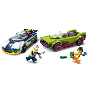 Set Constructie LEGO City - Urmarire cu Politie si Masina Sport, 213 Piese - Img 4