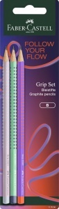 Set Creion Faber-Castell Grip 2001, 3 bucati, Culoare Blushing Sky, Buzzing Blue, Punchy Melon - Img 1