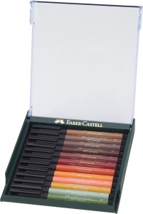 Set de 12 markere Faber-Castell Pitt Artist Pen, culori terestre, rezistente la lumina - Img 2