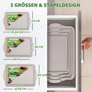 Set de 3 Tavi de Copt NutriChef din Karbonstahl cu Manere din Silicon, Alb - Img 3