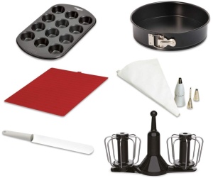 Set de accesorii pentru robot de bucatarie Moulinex XF389010 - 6 piese, cu tel, forme de muffins si mat de silicon