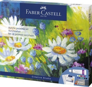 Set de Acriluri Faber-Castell, 18 piese, 12 culori, 9 ml fiecare