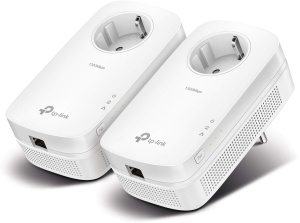 Set de adaptoare TP-Link Powerline TL-PA8010P KIT(1300Mbit/s Homeplug AV2, 2*2-MIMO, priza, 2 porturi Gigabit, Plug&Play, compatibil cu toate, ideal pentru streaming, economie de energie)alb - Img 1