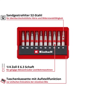 Set de biti Einhell 10 piese 50 mm S2 otel rezistent cu caseta compacta - Img 2
