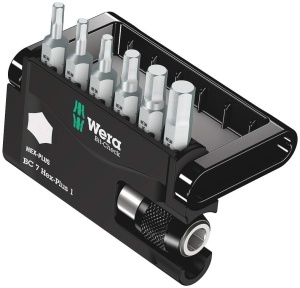 Set de Bits Wera 05056168001, 7 piese, Hex-Plus, cu suport magnet