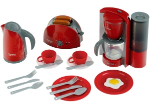 Set de bucatarie copii Bosch Theo Klein 9564 Toaster Cafetiera si Fierbator