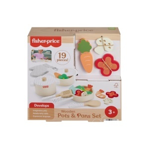 Set de bucatarie din lemn Fisher-Price HXT83 19 piese pentru copii de la 3 ani