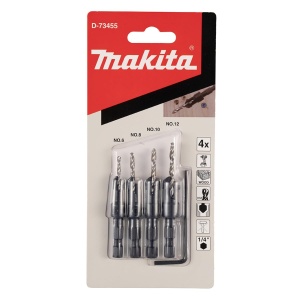 Set de burghie conic Makita D-73455, 4 piese, 14 hexagonal, pentru lemn