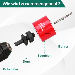 Set de burghie HYCHIKA Lochsage 68mm 60mm Bi-Metall pentru rigips metale si lemn - Img 6