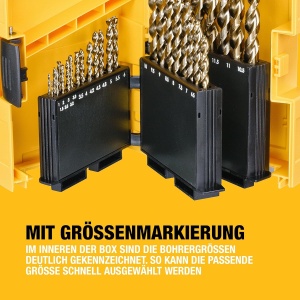 Set de burghie metalice DEWALT 29 piese HSS-G, pentru otel, lemn si plastic - Img 6