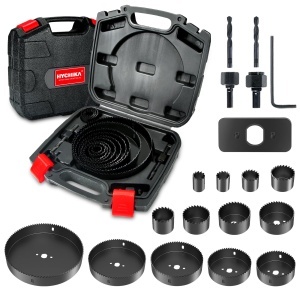 Set de burghie pentru lemn si PVC HYCHIKA, 19 piese, diametru 19-152 mm, cu cutie de depozitare