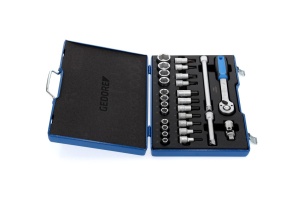 Set de chei cu clichet GEDORE 27 piese, 12, 10-30 mm, din otel cromat - Img 4