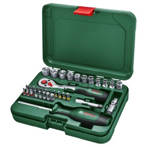 Set de chei tubulare Bosch Ratchets / 1/4", 34 de bucati (set de chei tubulare de inalta calitate si versatil pentru numeroase sarcini de bricolaj; maner ergonomic cu maner moale; suport magnetic pentru biti) - Img 2