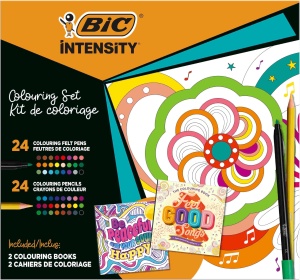Set de colorat BIC Intensity Be Peaceful - 24 carioci, 24 creioane colorate, 2 caiete