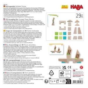 Set de Constructie HABA Schiefe Turme, 13 Piese, 6 Keile Colorate - Img 9
