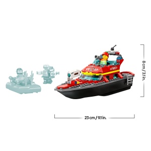Set de Constructie LEGO City - Barca de Pompieri 60373, 144 piese, 3 figurine - Img 7