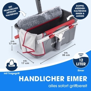 Set de curatare geamuri CLEANmaxx 7 piese, include mop, racleta, detergent - Img 5