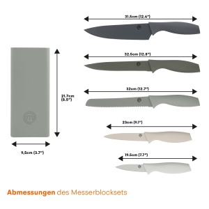 Set de cutite de bucatarie MasterChef, 5 piese, inox, cu suport, negru - Img 8