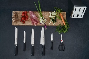 Set de cutite ZWILLING Vier Sterne cu bloc autoascutitor, 7 piese, gri - Img 2