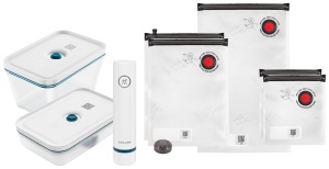 Set de depozitare vacuum ZWILLING Fresh Save La Mer 8 piese pompa recipiente sticla si pungi reutilizabile