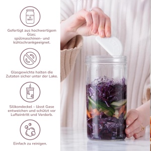 Set de Fermentare Kilner, 1 Litru, cu Capac cu Ventilatie - Img 4