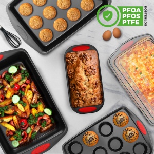 Set de forme de copt NutriChef 6 piese - Antiaderent, Otel Carbon, Manere Silikon - Img 4