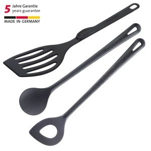 Set de gatit Westmark, 3 buc.: 1 spatupli, 1 lingura de amestecare, 1 lingura cu gaura ascutita, foarte rezistent la caldura, plastic, negru, 203522E9 - Img 2