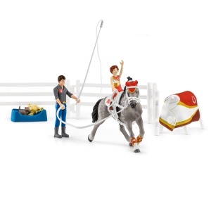 Set de joaca cu ponei Schleich Horse Club Mias Voltigier-Reitset 42443, 18 piese - Img 2