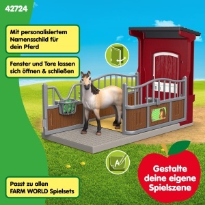 Set de Joaca Ferma Schleich cu Ponybox si Mustang Stute, 19 Piese, Culoare Rosie - Img 4