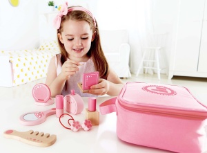 Set de joaca Hape Beauty Kollektion 10 piese accesorii din lemn si textil roz - Img 4