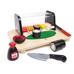 Set de joaca Hape Sushi pentru copii accesorii bucatarie 6 rulouri joc de rol