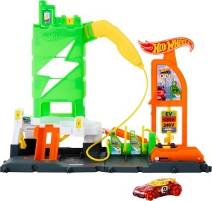 Set de joaca Hot Wheels City - Statie de incarcare pentru masini electrice, 164, HTN79