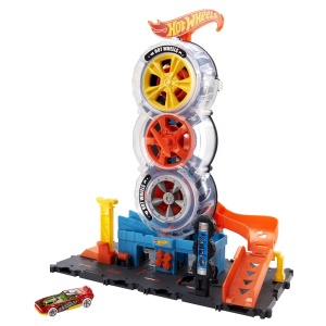 Set de Joaca Hot Wheels City Super Reifenshop, 1 Vehicul Inclus, 4-8 Ani - Img 6