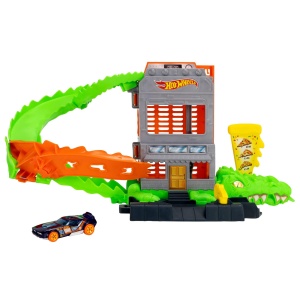 Set de Joaca Hot Wheels Croc Pizza Attack cu Masinuta 164, Detalii Interactive - Img 4