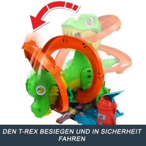 Set de joaca Hot Wheels cu T-Rex si camion de pompieri, 164, 45 cm - Img 6