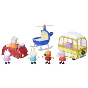 Set de Joaca Peppa Pig F94235L1 cu 3 Vehicule si 5 Figurine pentru Copii