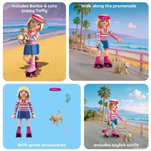 Set de joaca PLAYMOBIL Barbie Malibu cu papusa si catelus, role si sneakers - Img 4