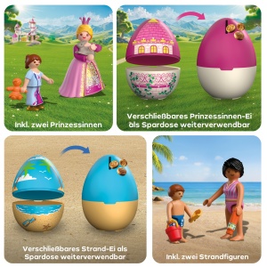 Set de Joaca PLAYMOBIL cu Printesa si Plaja, 2 Oua Surpriza, Figurine si Accesorii - Img 4