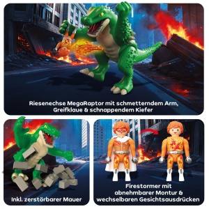Set de Joaca PLAYMOBIL Heroes MegaRaptor vs. Firestormer, cu Mura Zburatoare, 71831 - Img 4