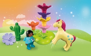Set de joaca PLAYMOBIL Junior - Gradina Feerica cu Unicorn si Flori Colorate, 72087 - Img 3