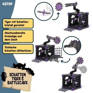 Set de Joaca Schleich BattleCave Schattentiger 42739, 27 Piese, Modular - Img 3
