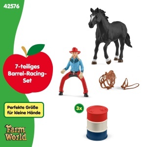 Set de Joaca Schleich Farm World - Barrel Racing cu Cowgirl, 7 Piese, Appaloosa - Img 4